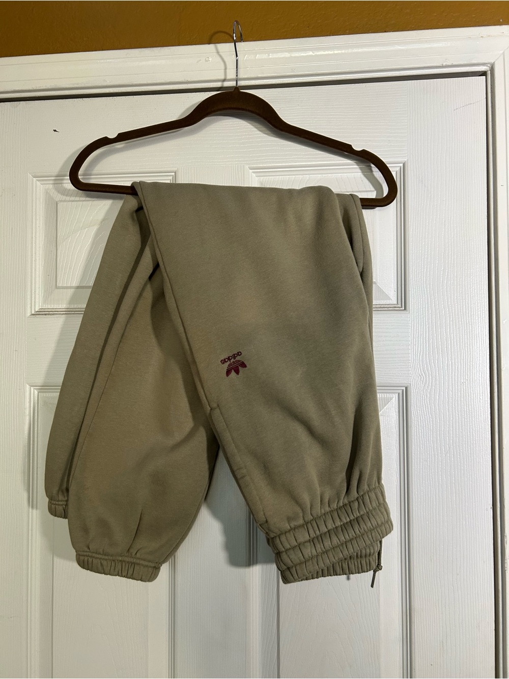 Adidas Beige Fleece Joggers with Elastic Cuffs